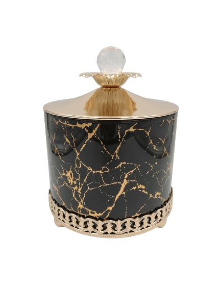Black Candy Jar - Non Footed/Wide - Home And Trends