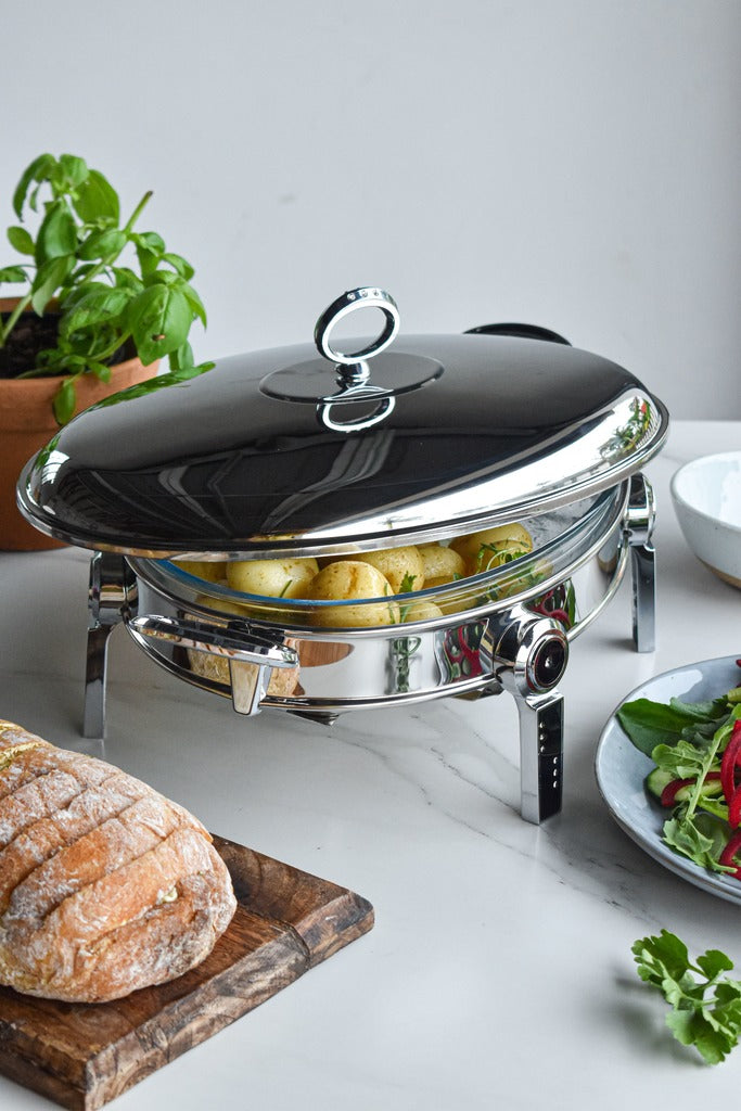 Oval Chafing Dish with Black Crystal detail - Home And Trends