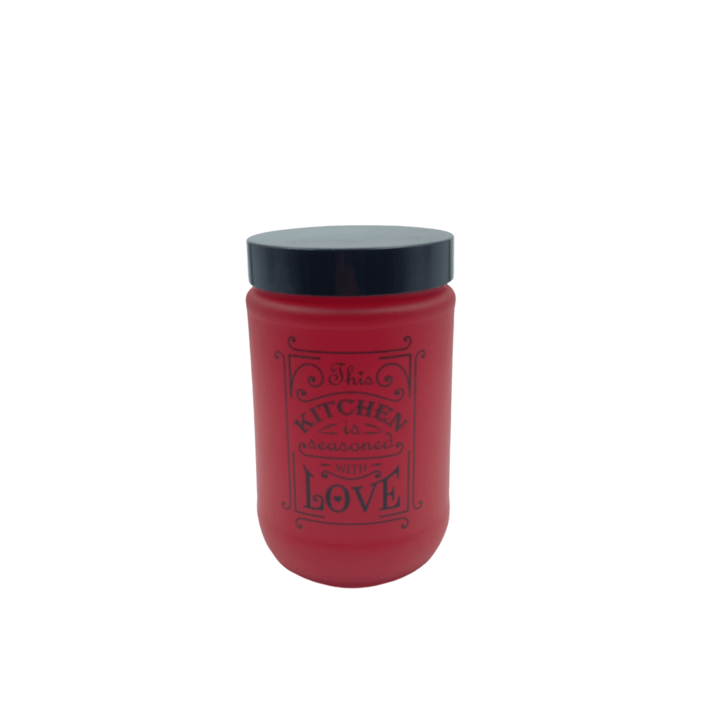 Decorated Storage Canister - Matte Red - 660ml - Home And Trends