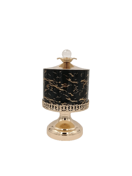 Footed Black Candy Jar - Home And Trends