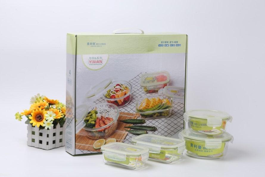 Glass 4pc Food Container Set with Lockable Lids - Home And Trends
