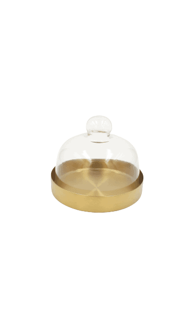 Glass Cake Dome with Golden Base - Home And Trends