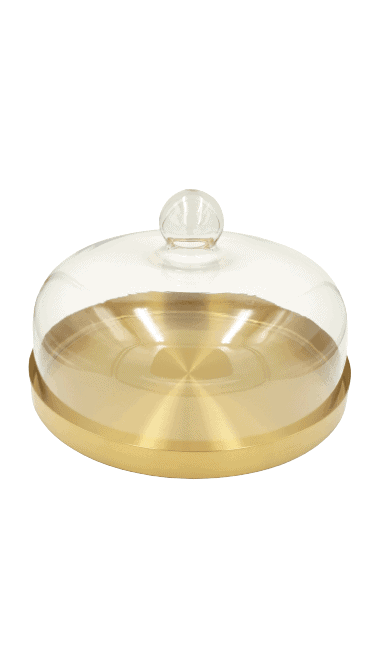 Glass Cake Dome with Golden Base - Home And Trends