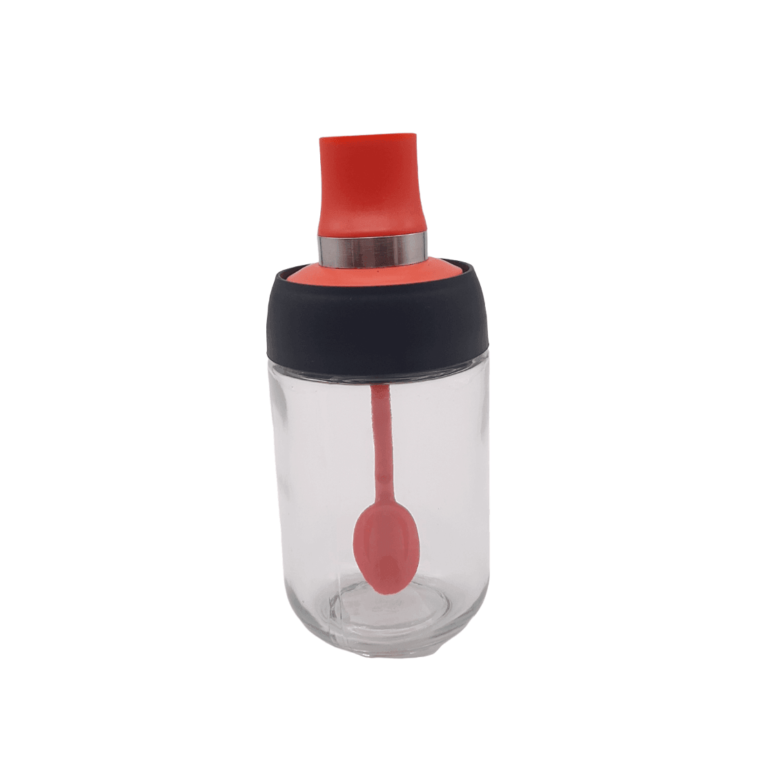 Glass Spice Jar with Red Spoon - Home And Trends