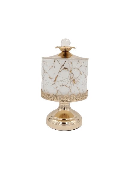 Footed White Candy Jar - Home And Trends