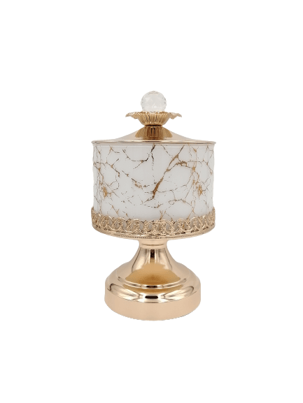 Footed White Candy Jar - Home And Trends