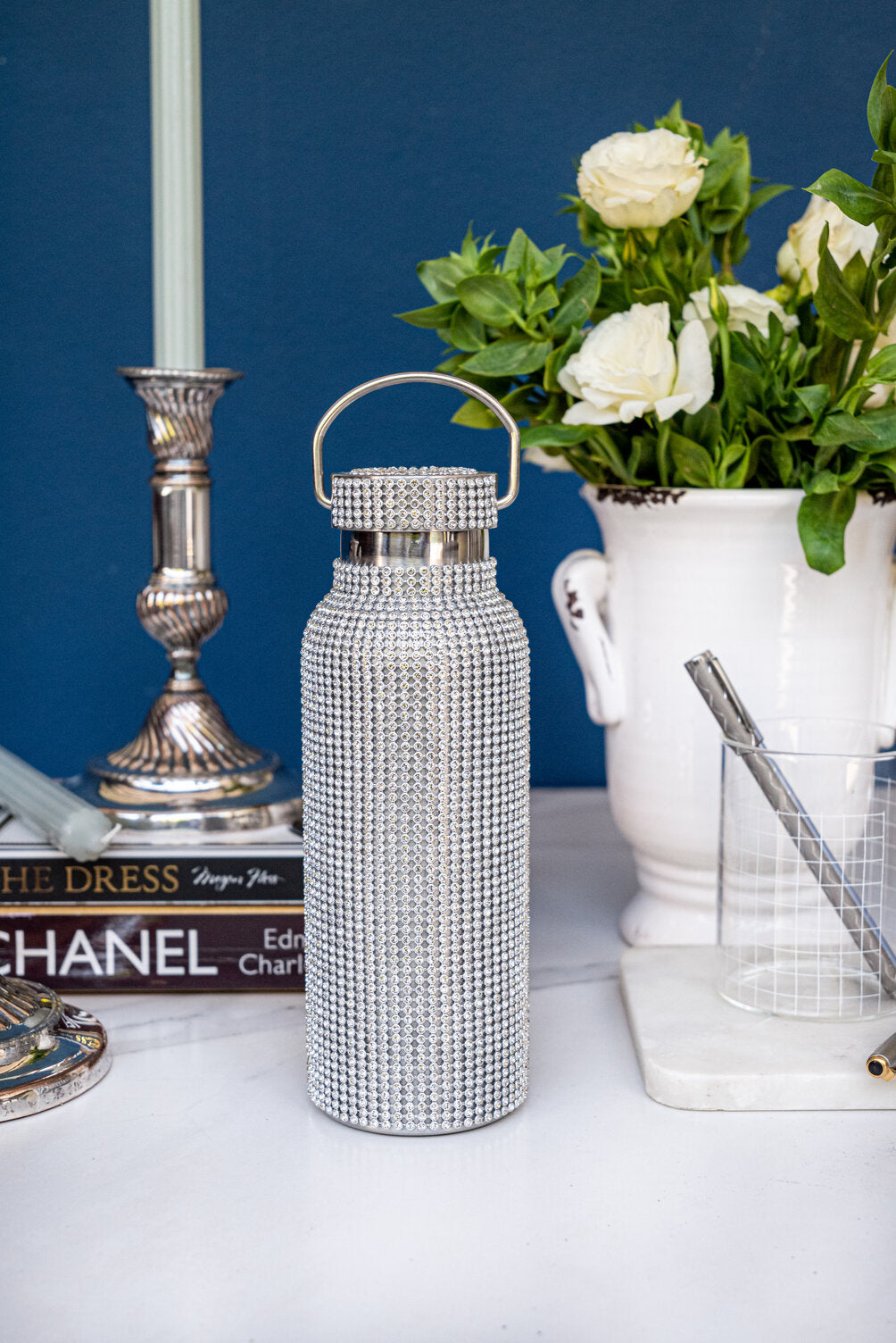Silver Crystal Bling Flask