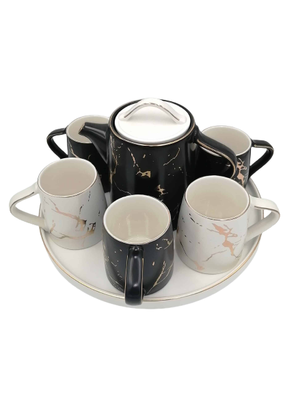 Ying and Yang Tea-Coffee Set with round ceramic tray - Home And Trends